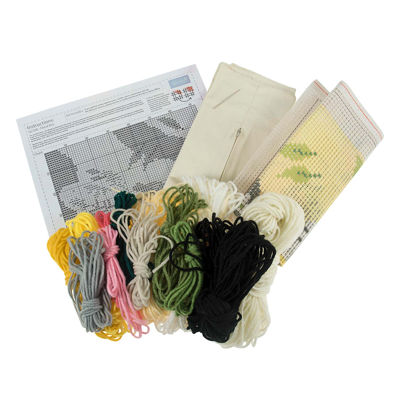 Cross Stitch Kit Cushion Floral Bee