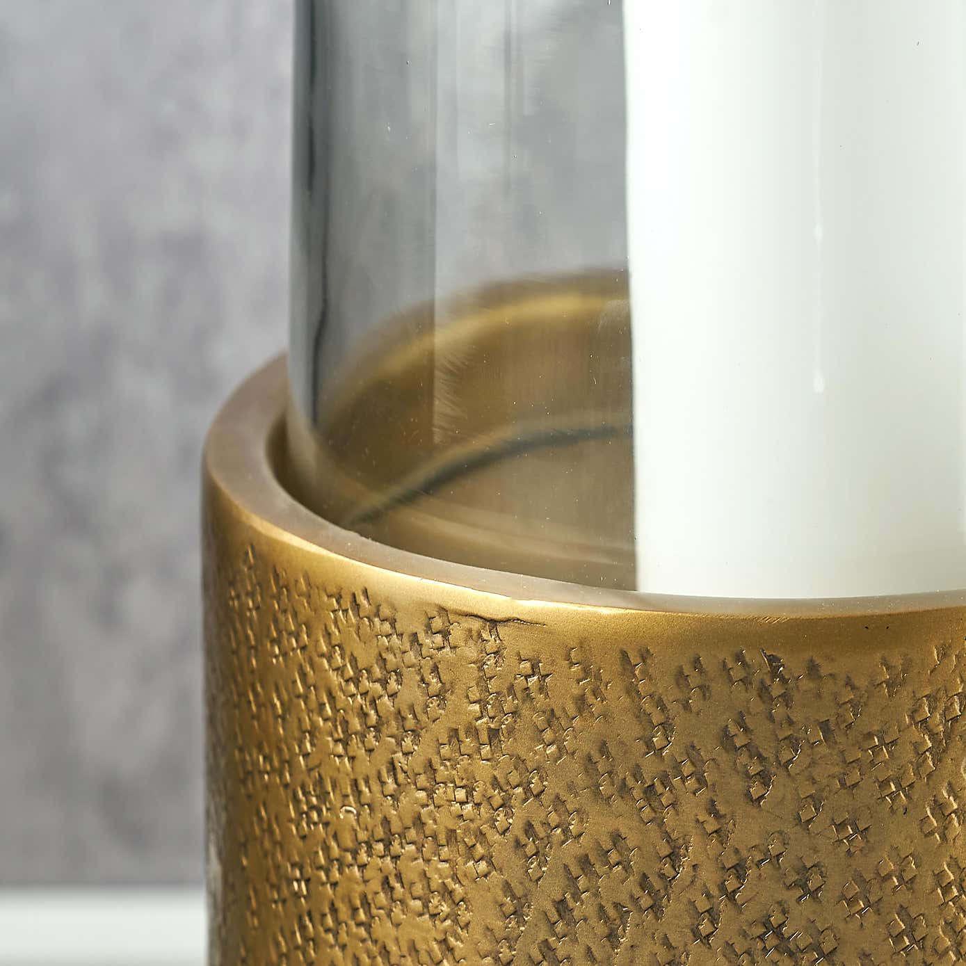 Metal & Glass Pedestal Hurricane Candle Holder