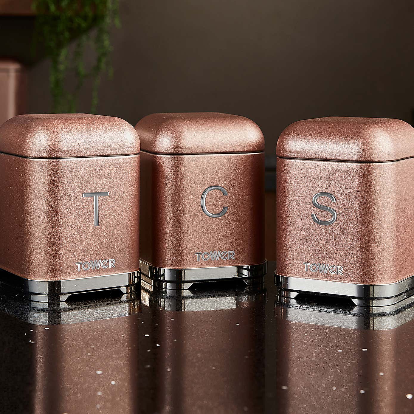 Glitz Blush Pink Set of 3 Canisters