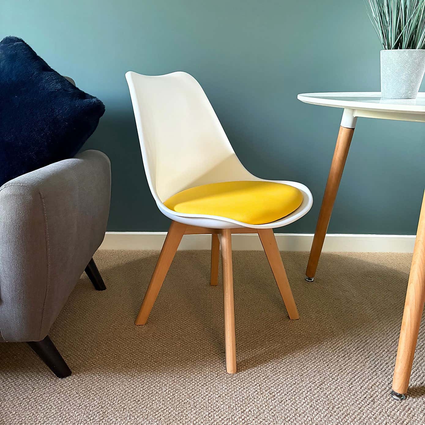 Fusion Living Soho White Plastic Dining Chair with Squared Legs