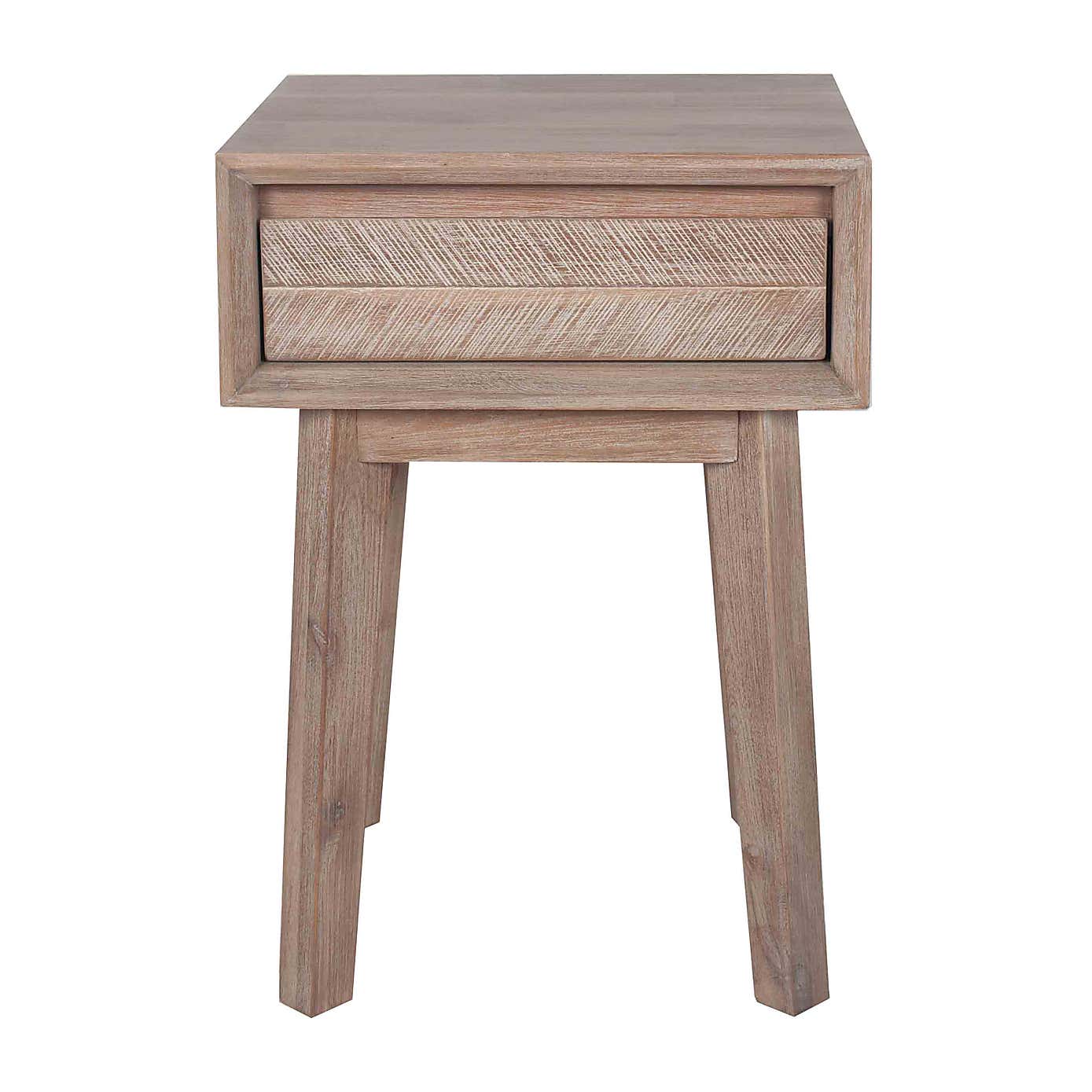 Pacific Kalmar 1 Drawer Slim Bedside Table, Natural Acacia