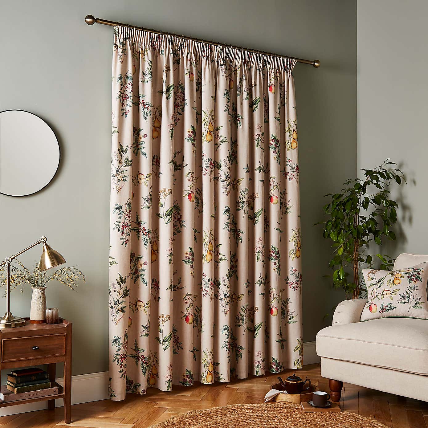 Botanical Orchard Pencil Pleat Curtains