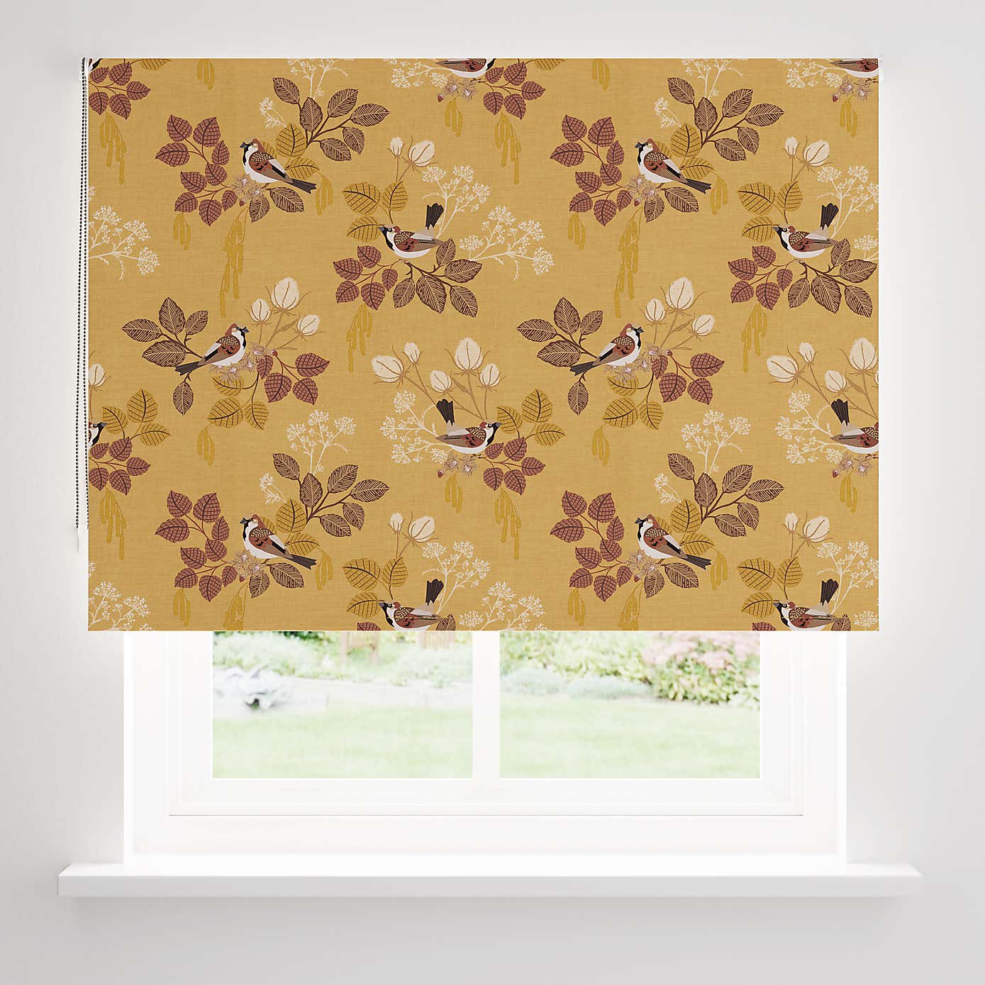 House Sparrow Blackout Ochre Roller Blind
