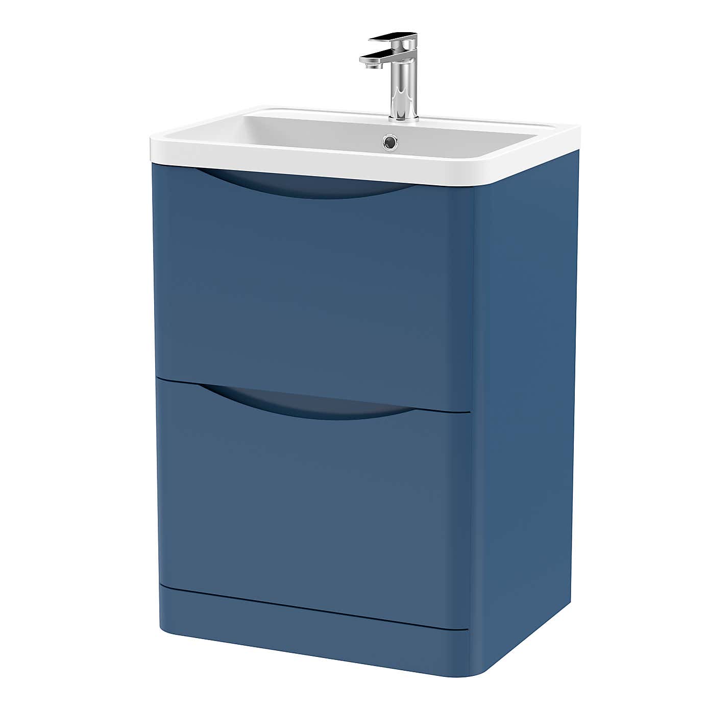 Lunar Floor Standing 2 Drawer Vanity Unit with Polymarble Basin