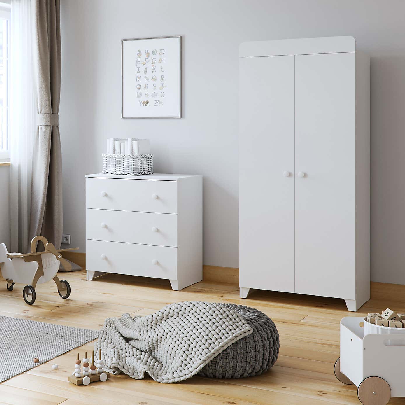 Little Acorns Classic 3 Drawer Chest and Wardrobe Nursery Set