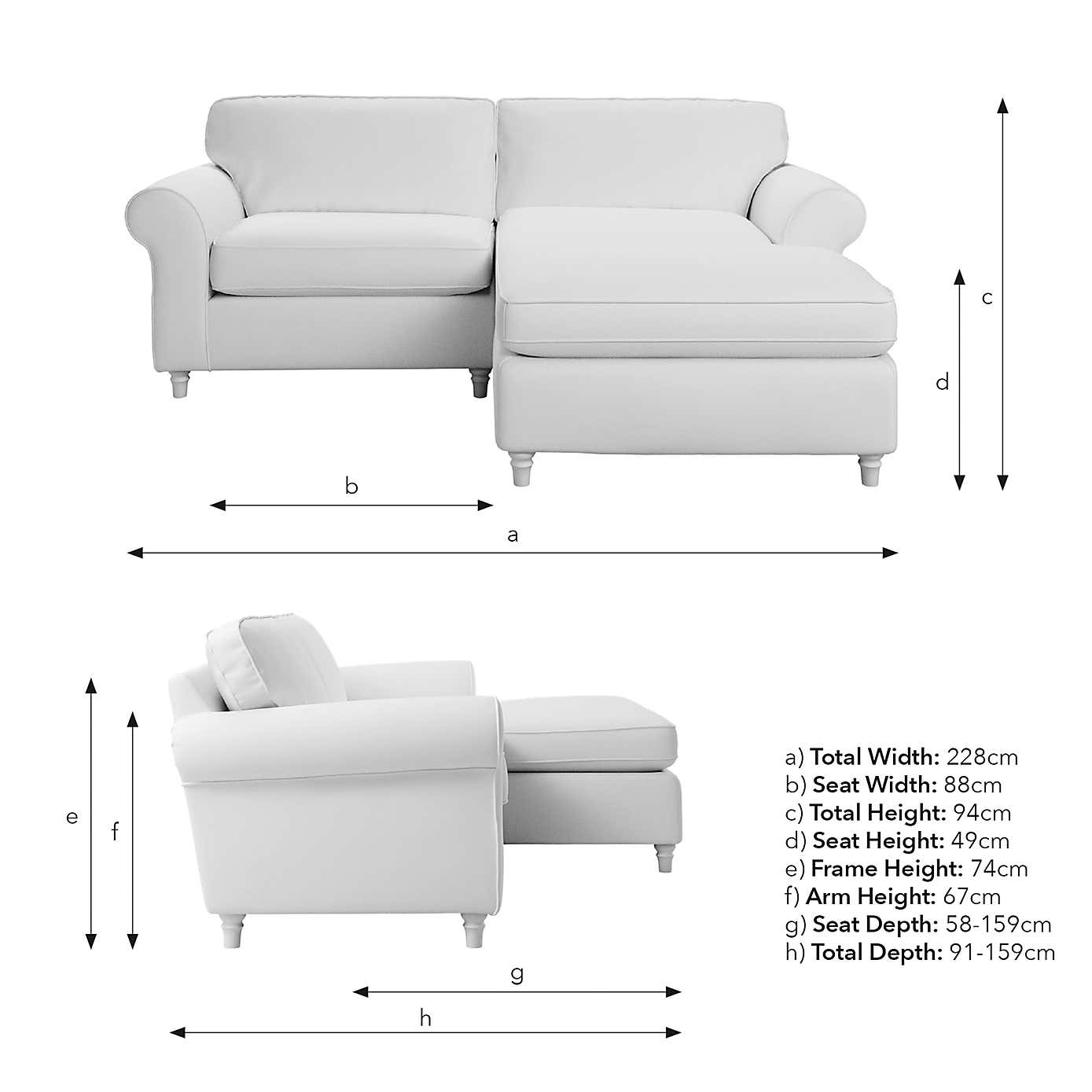 Flori Corner Chaise Sofa, Chunky Chenille