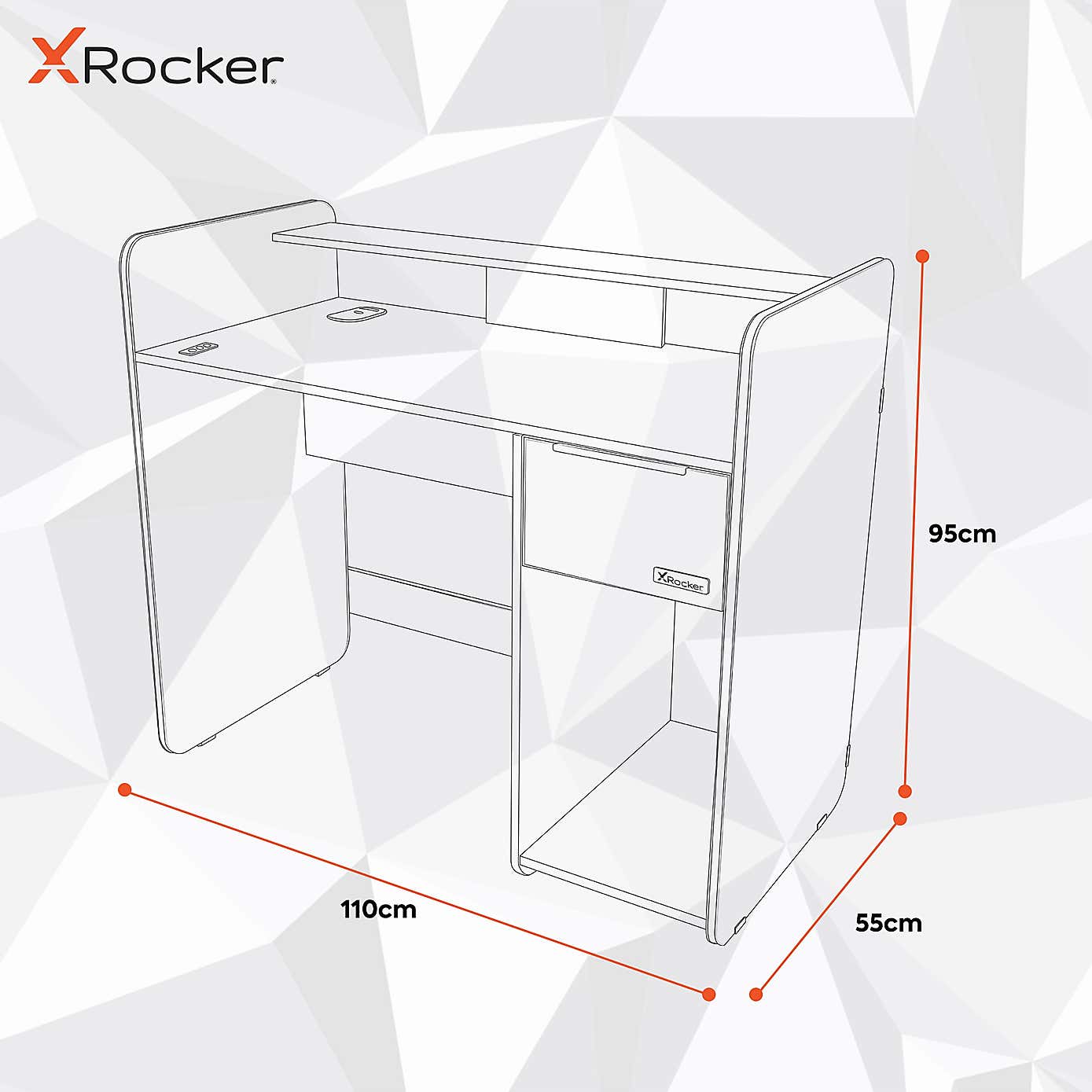 Electra Desk with Wirelesss Charging and LED Lights