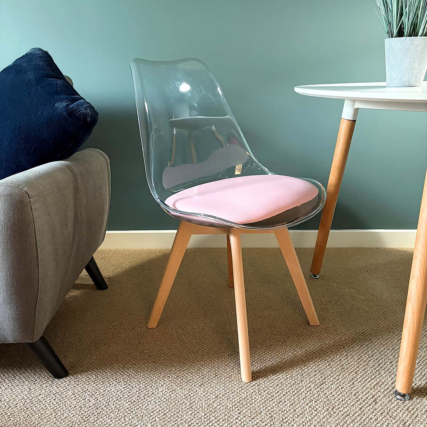 Fusion Living Soho Clear Plastic Dining Chair with Squared Legs