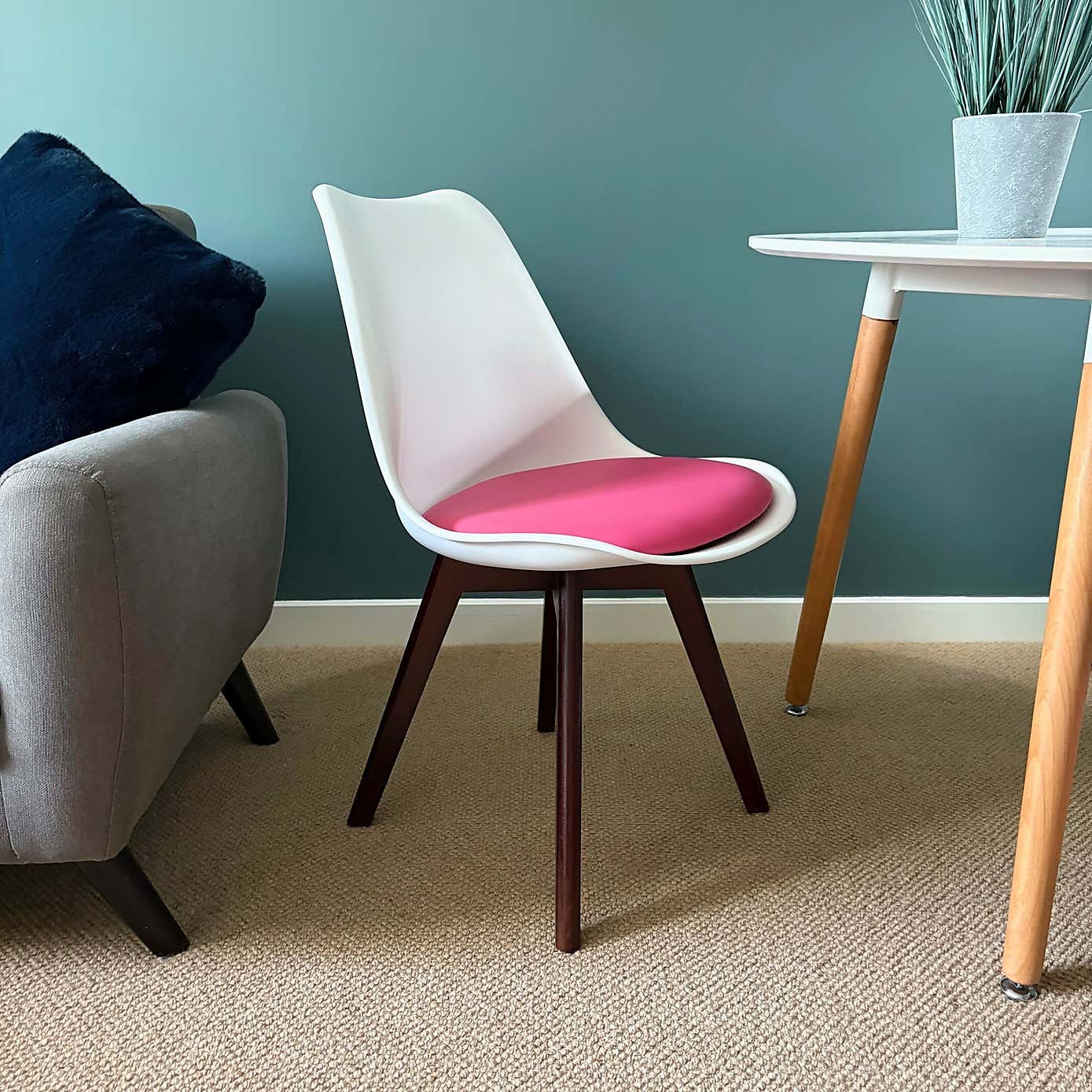 Fusion Living Soho White Plastic Dining Chair with Squared Legs