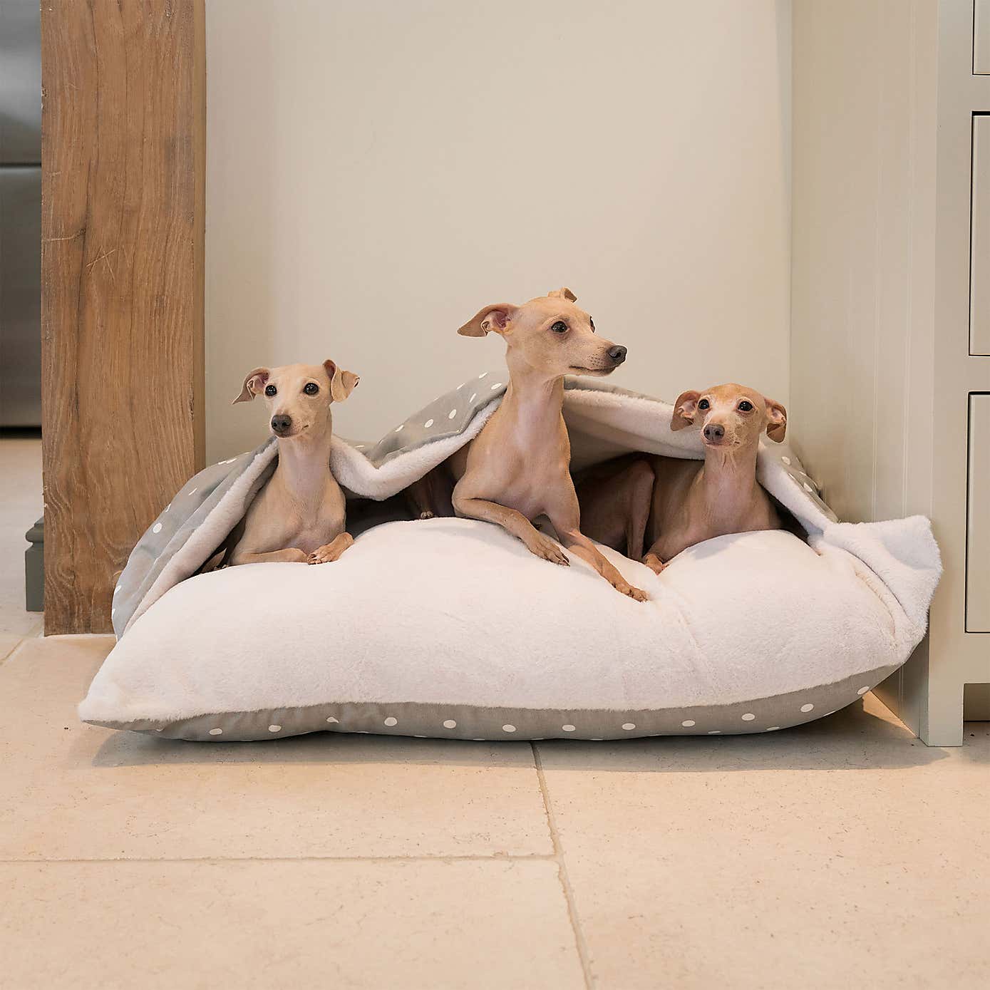 Lords and Labradors Spotty Sleepy Burrow Dog Bed