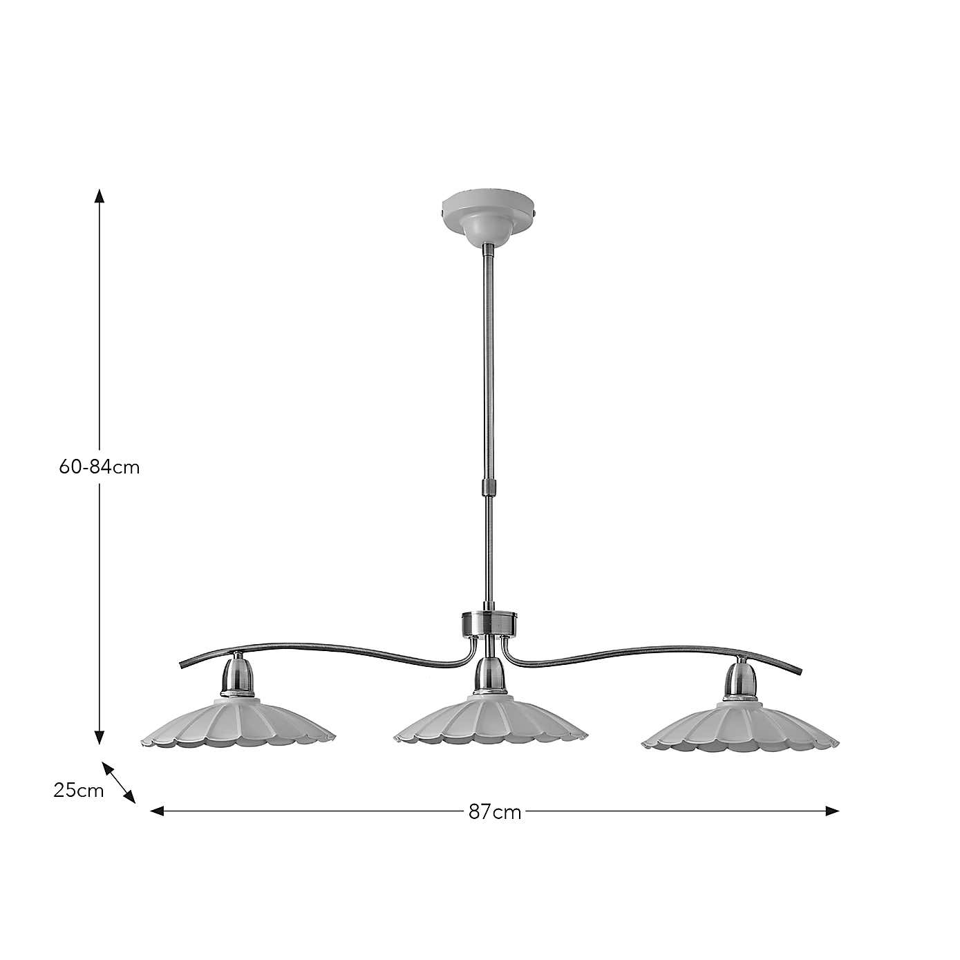 Maya Scallop 3 Light Adjustable Diner Ceiling Light