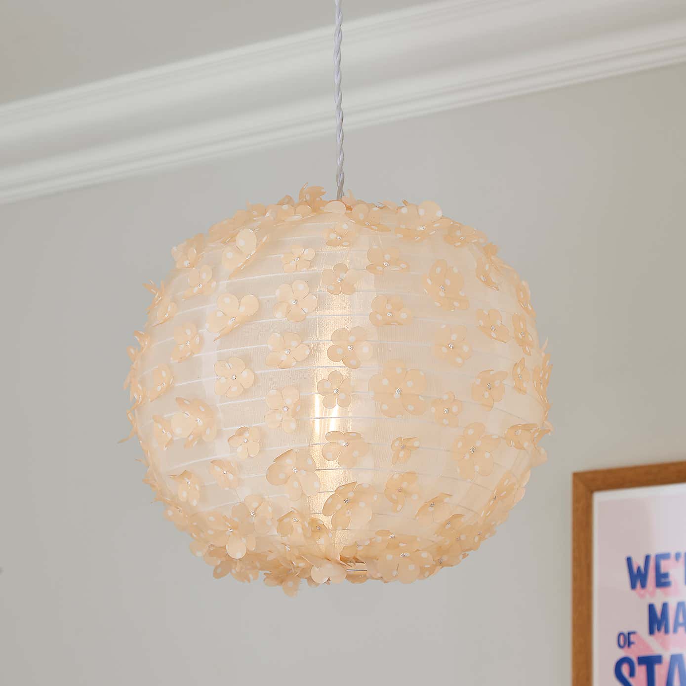 Floral Applique Round Easy Fit Lamp Shade