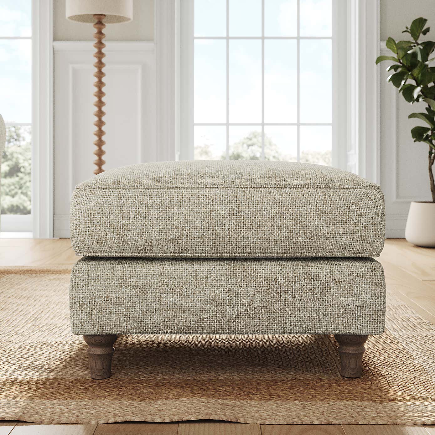 Flori Footstool, Chunky Chenille