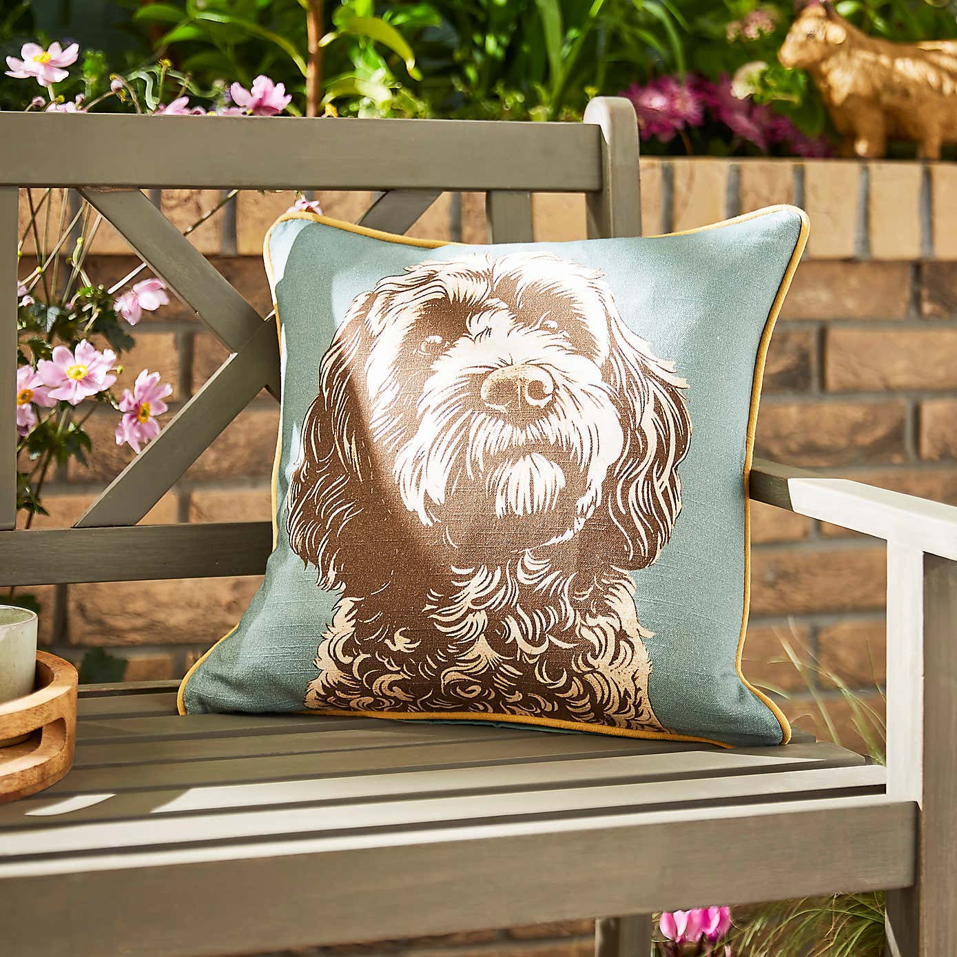 Cockapoo Green Outdoor Square Cushion
