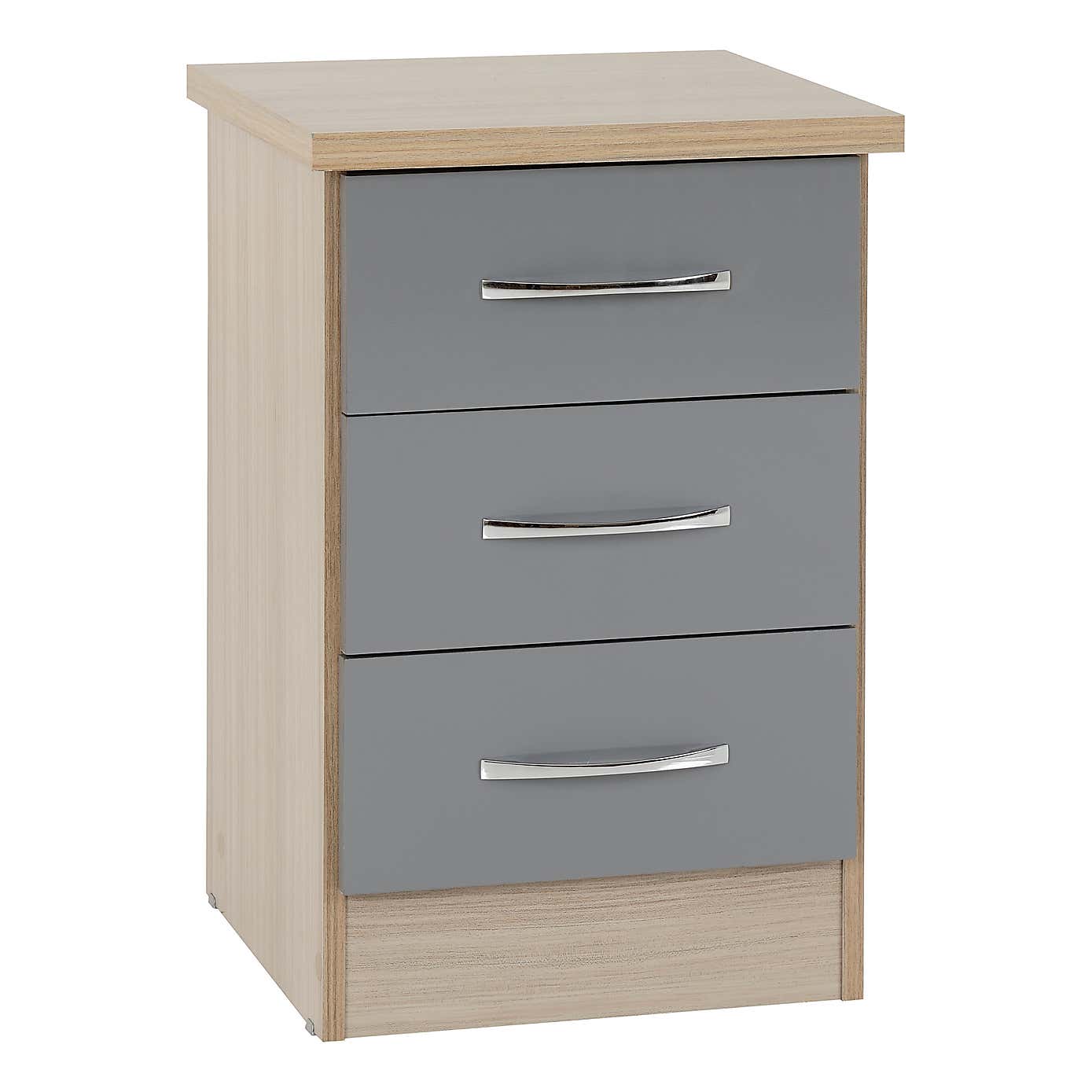Nevada 3 Drawer Bedside Table