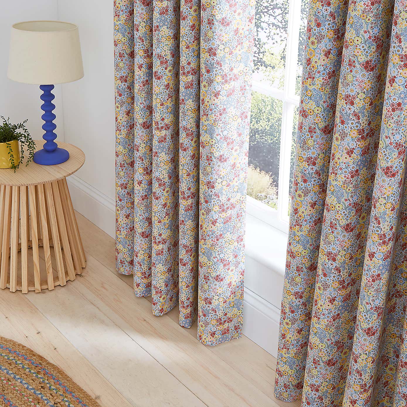 Hannah Retro Ditsy Blackout Eyelet Curtains