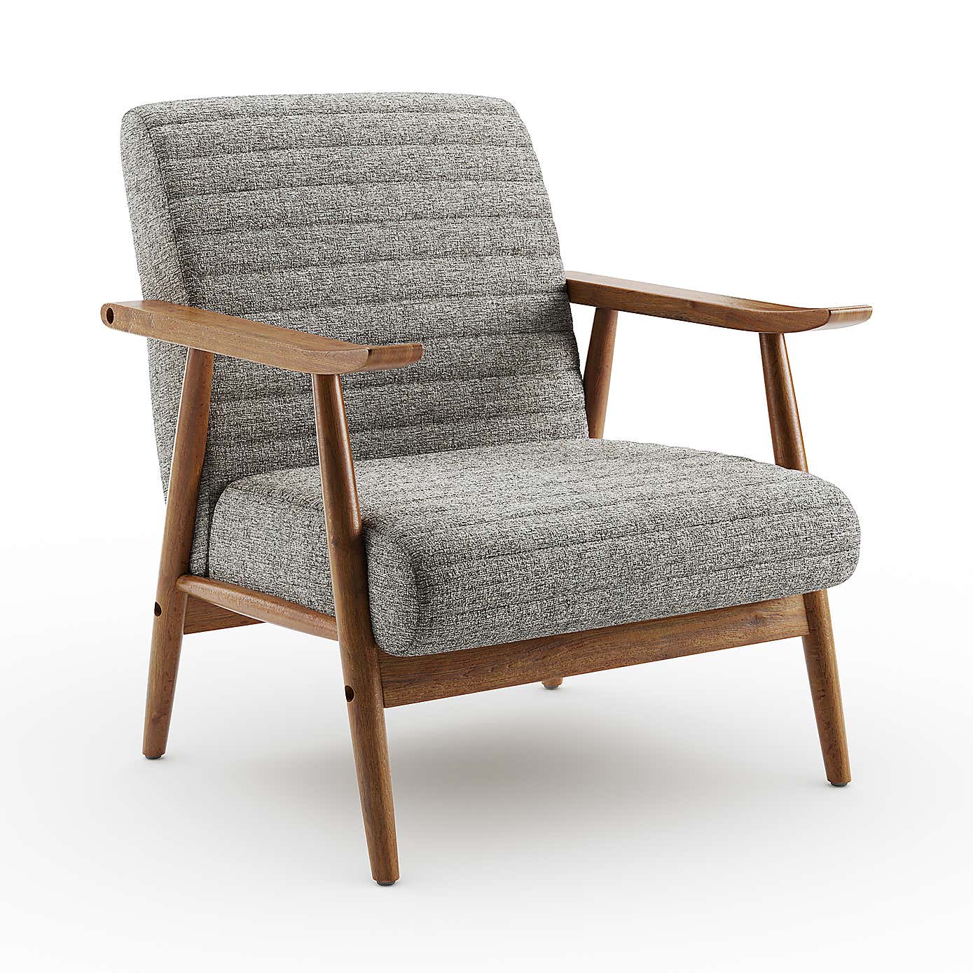 Quinn Grey Textured Weave Wooden Arm Accent Chair