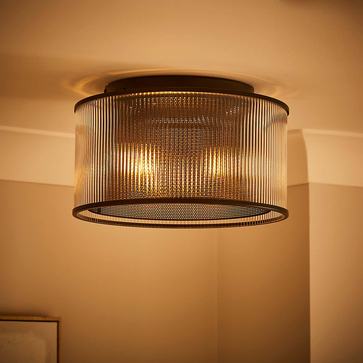 Kruze Glass Flush Ceiling Fitting