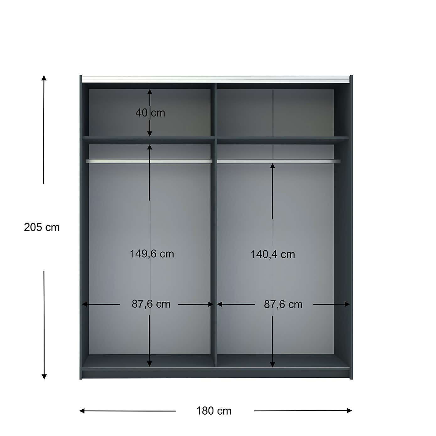 Norland Anthracite 2 Door Sliding Full Mirrored Wardrobe