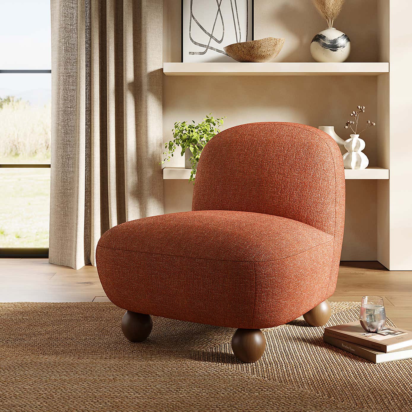 Nylah Multi Tone Boucle Curved Accent Chair