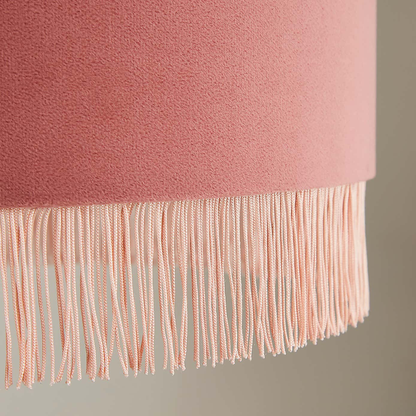 Fringed Velvet Drum Lamp Shade