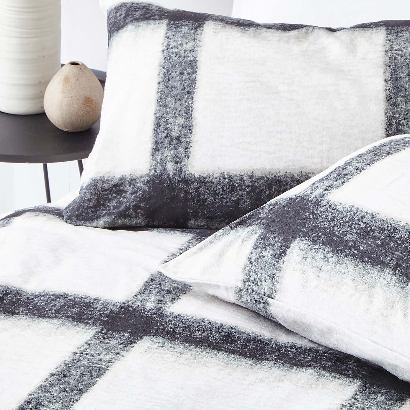 The Linen Yard Mohair Stripe Navy 100% Cotton Duvet Cover & Pillowcase Set