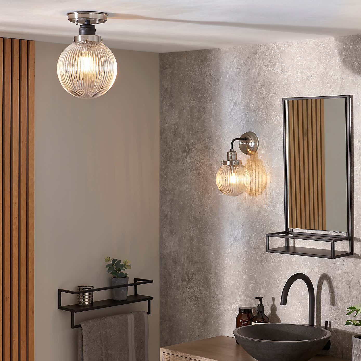 Broden Ribbed Chrome Wall Light