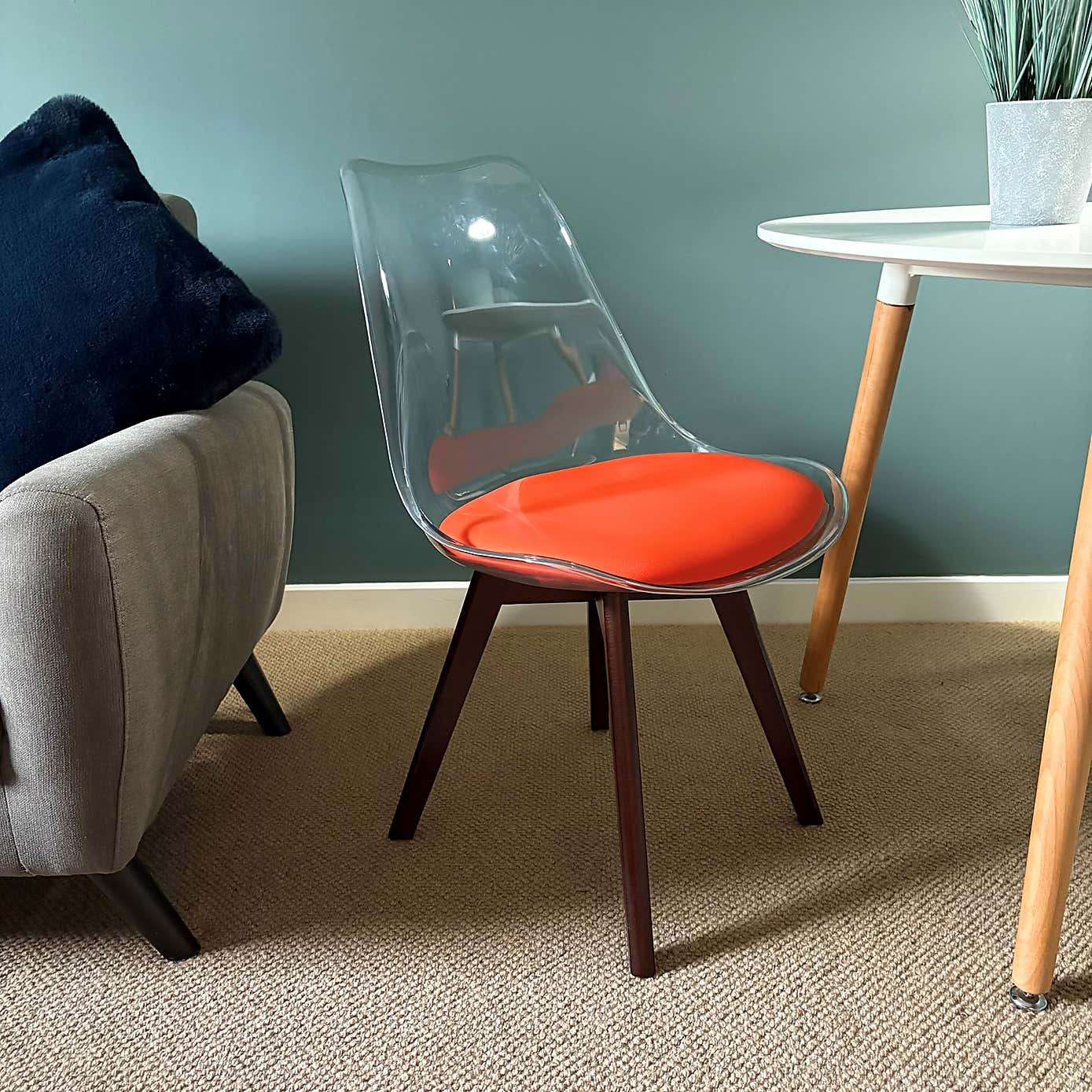 Fusion Living Soho Clear Plastic Dining Chair with Squared Legs