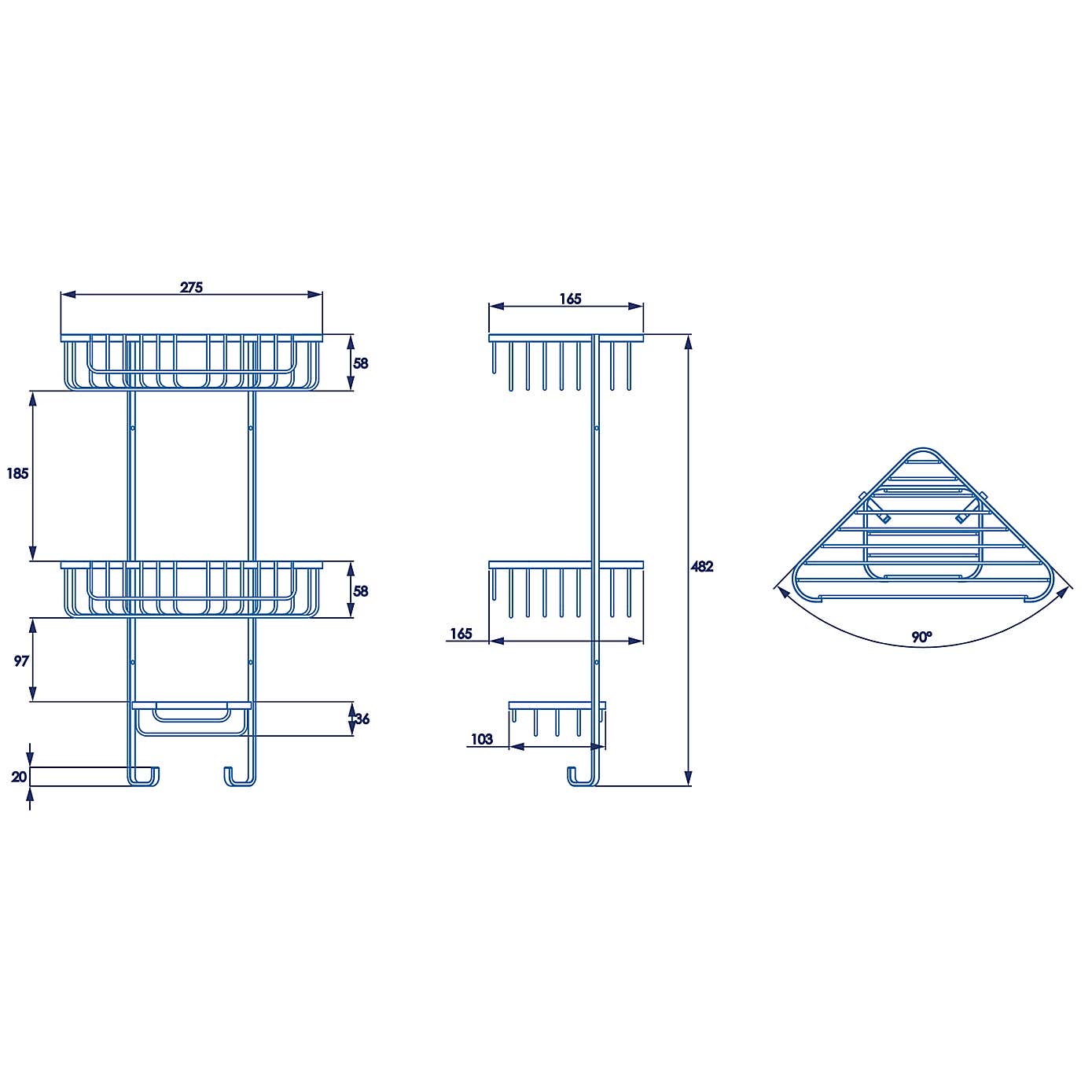 Rust-Free 3 Tier Corner Caddy