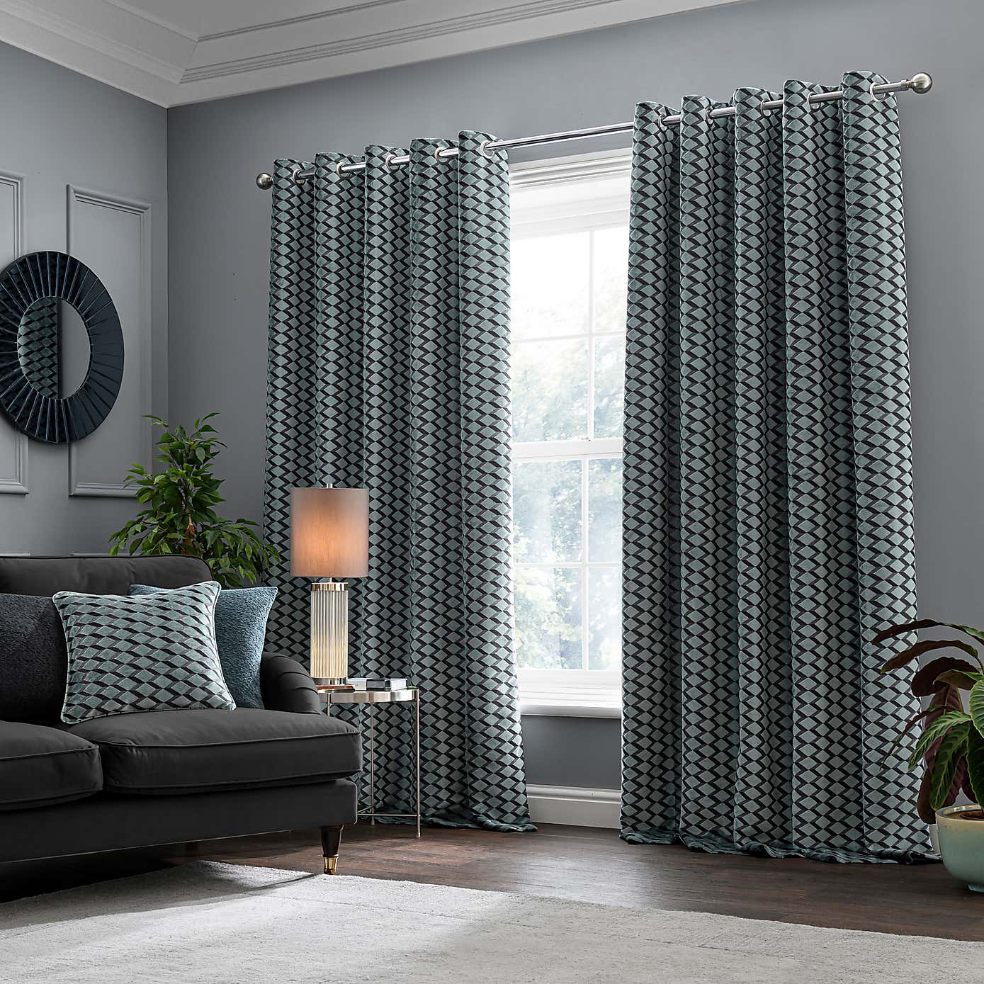 Arbour Cut Velvet Eyelet Curtains