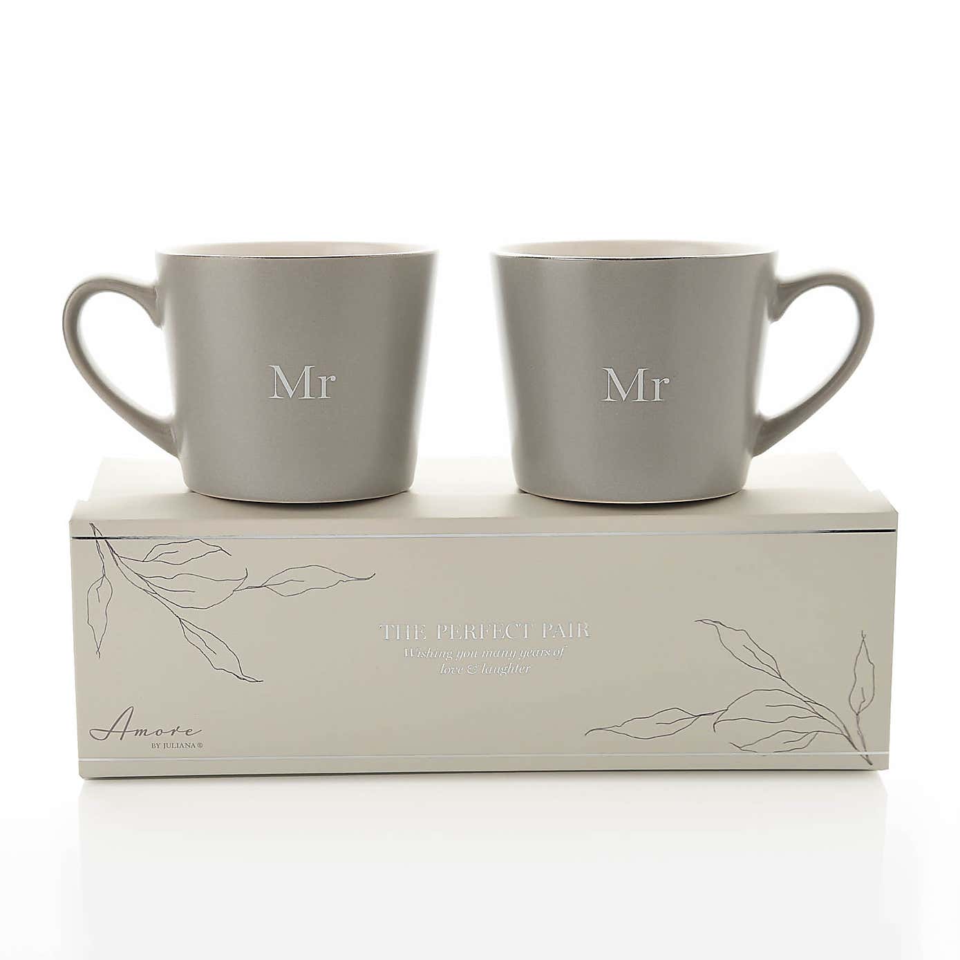 Amore Set of 2 Grey Mr & Mr Mugs