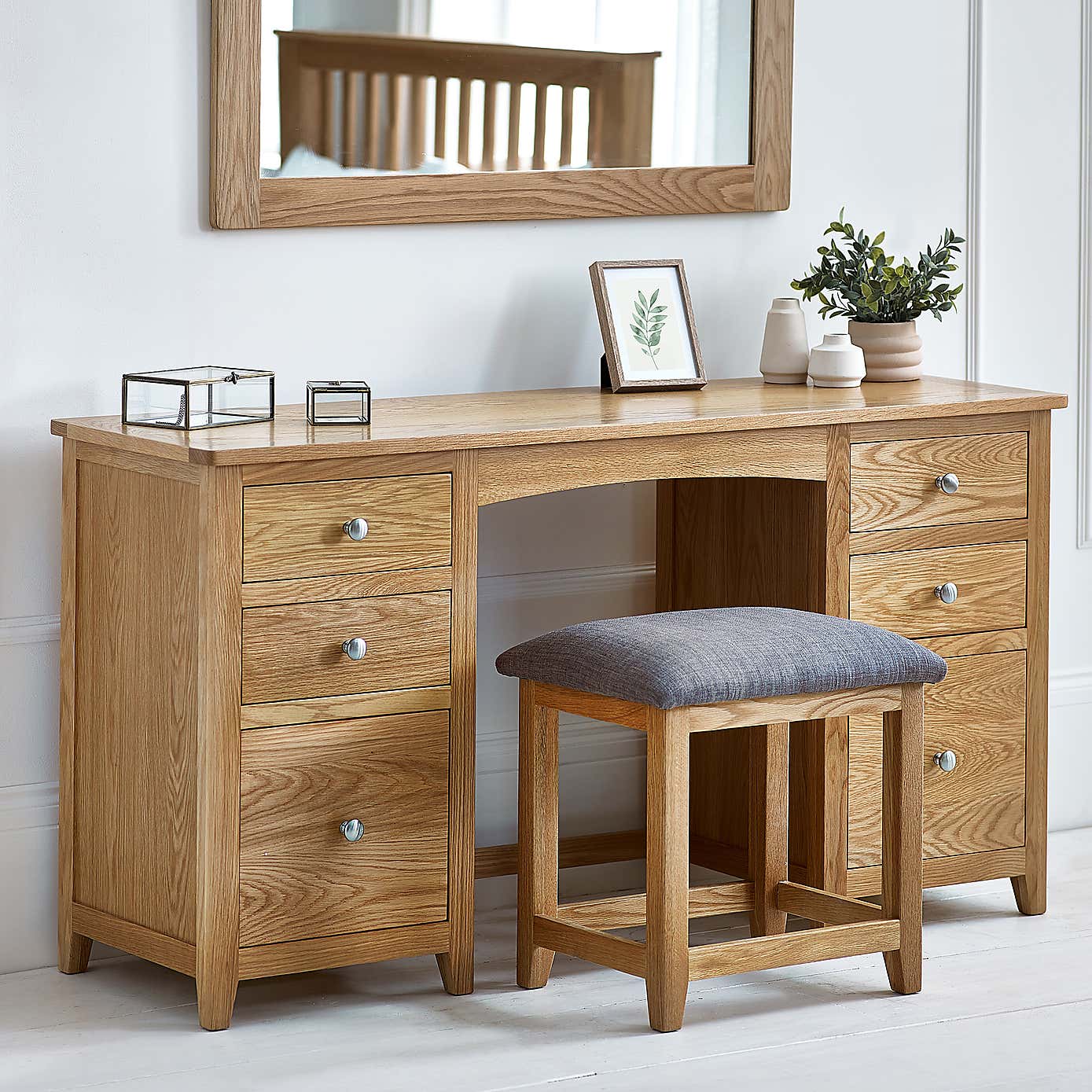 Jenkins Twin Dressing Table and Stool, Oak