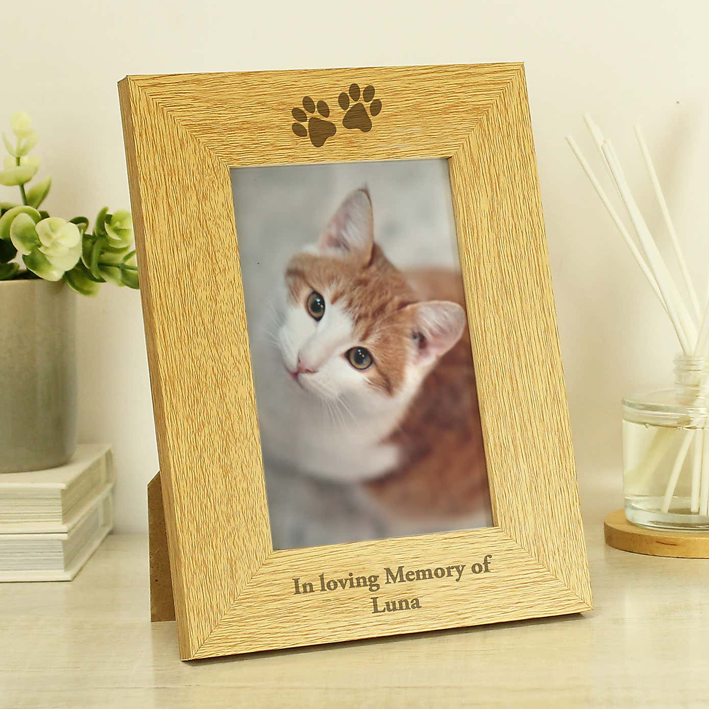 Personalised Paw Prints Light Wood Portrait Photo Frame