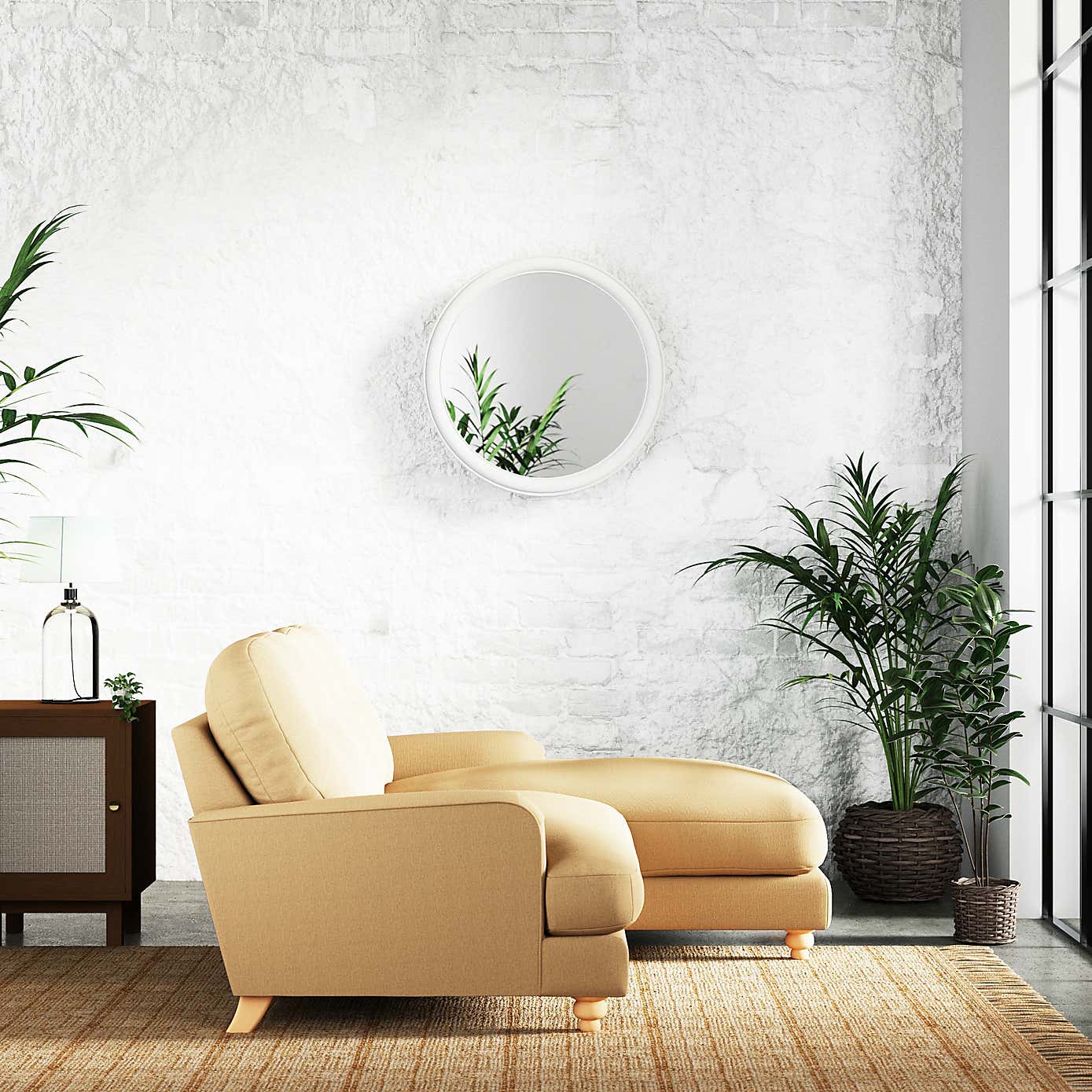 Martha Slub Faux Linen Corner Chaise Sofa