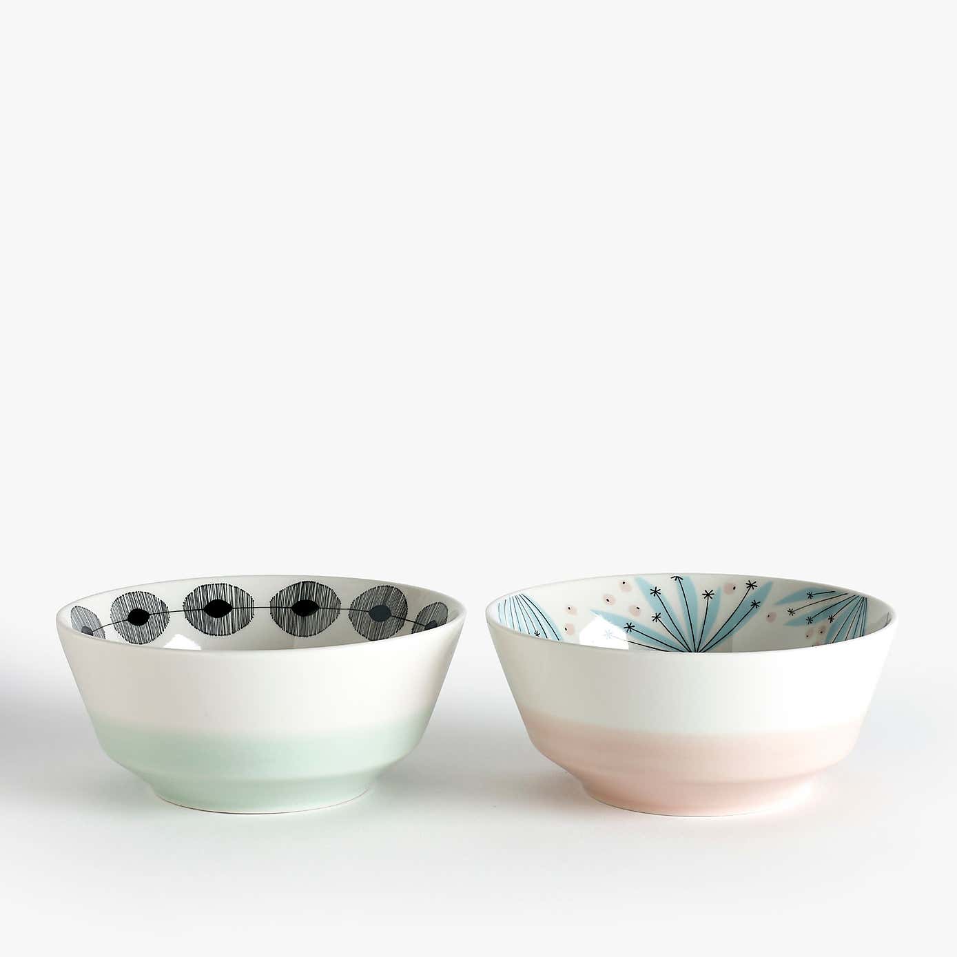 Set of 2 MissPrint Wildflower Cereal Bowls