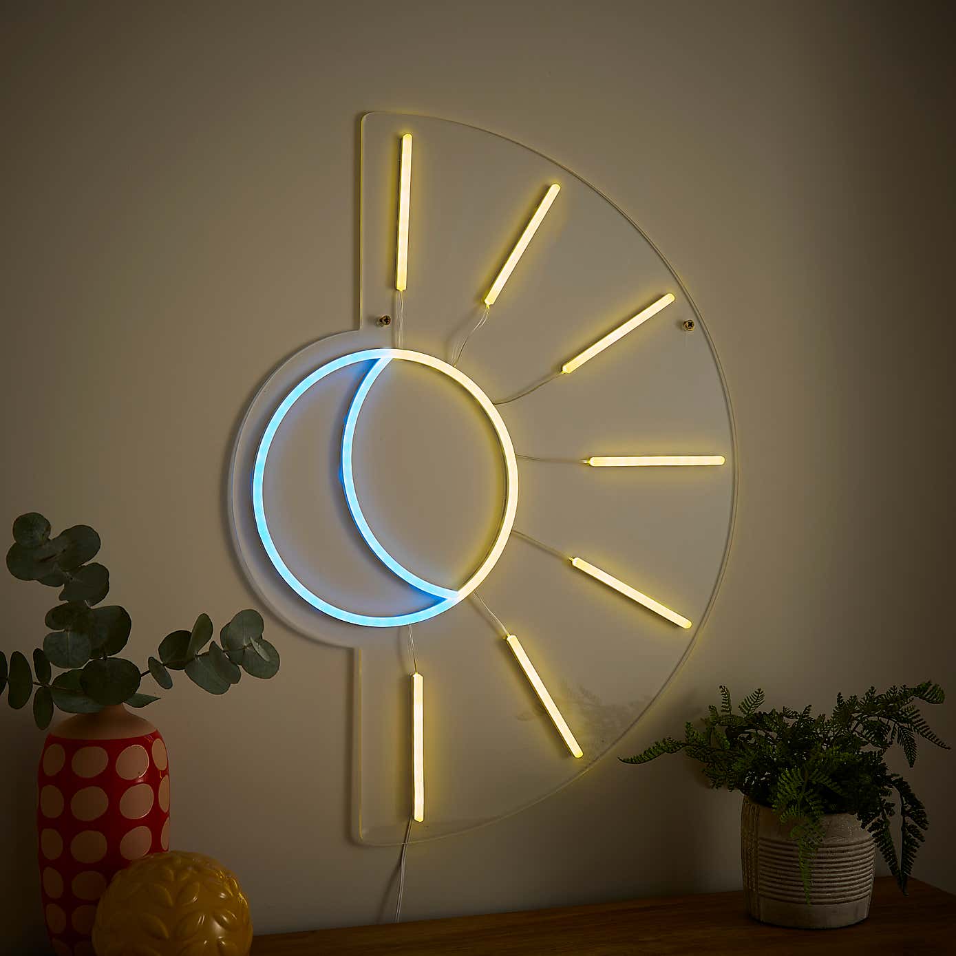 Sun and Moon Neon Wall Light