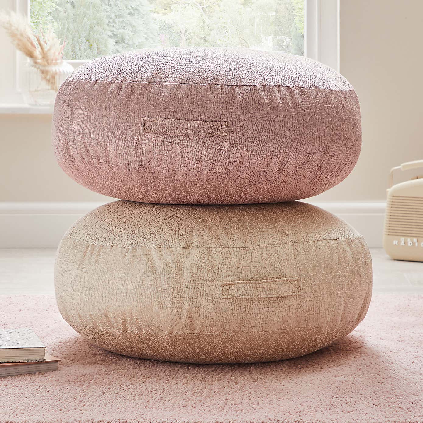Destressed Blush Floor Cushion