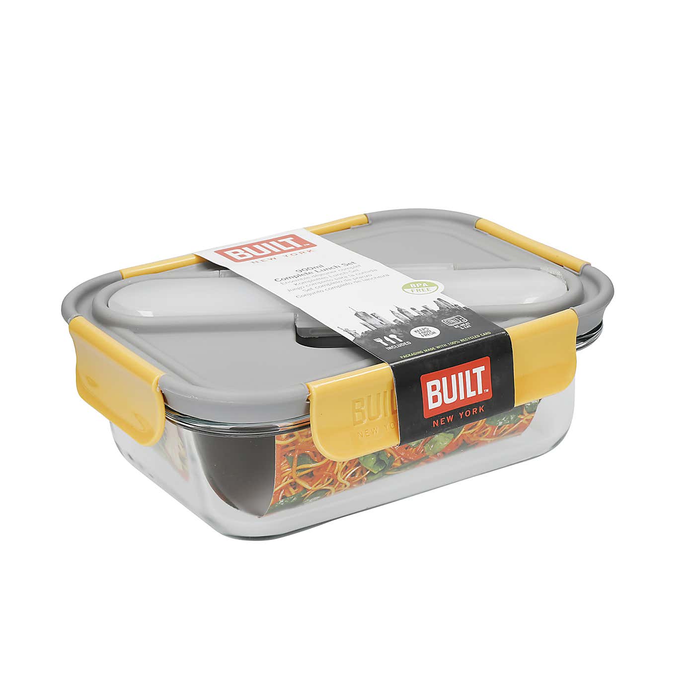 Microwave Safe Glass Lunch Box with Cutlery