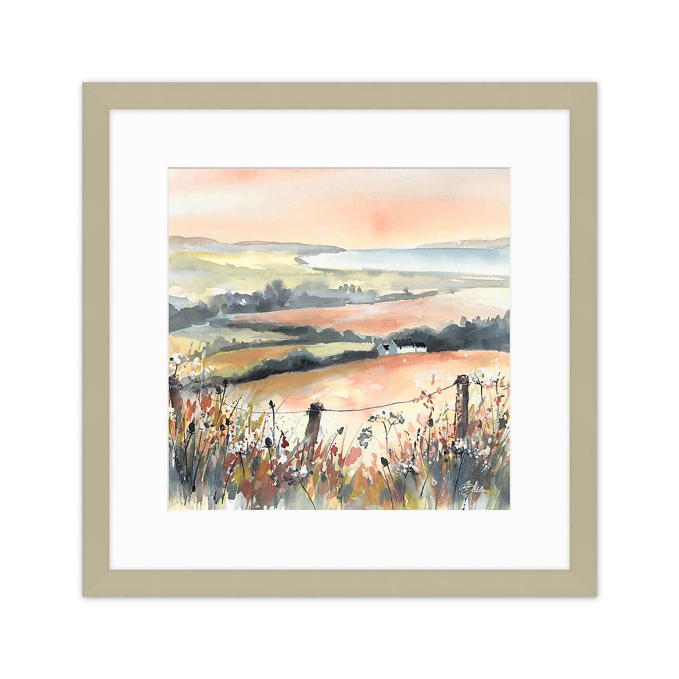 Peach Sea View Framed Print