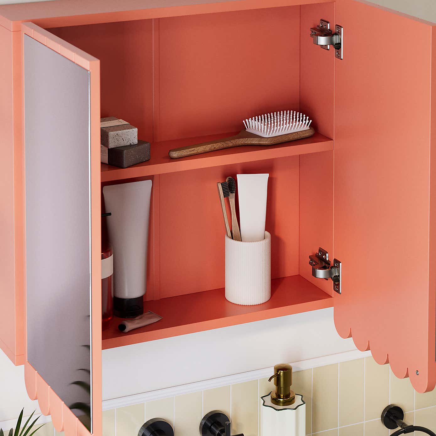 Scallop Mirror Wall Cabinet