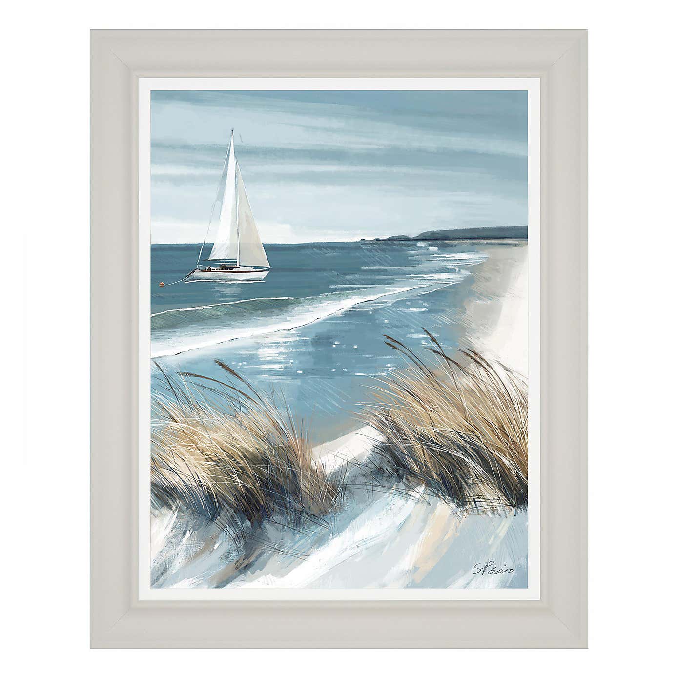 Cedar & Sage White Sails Framed Canvas