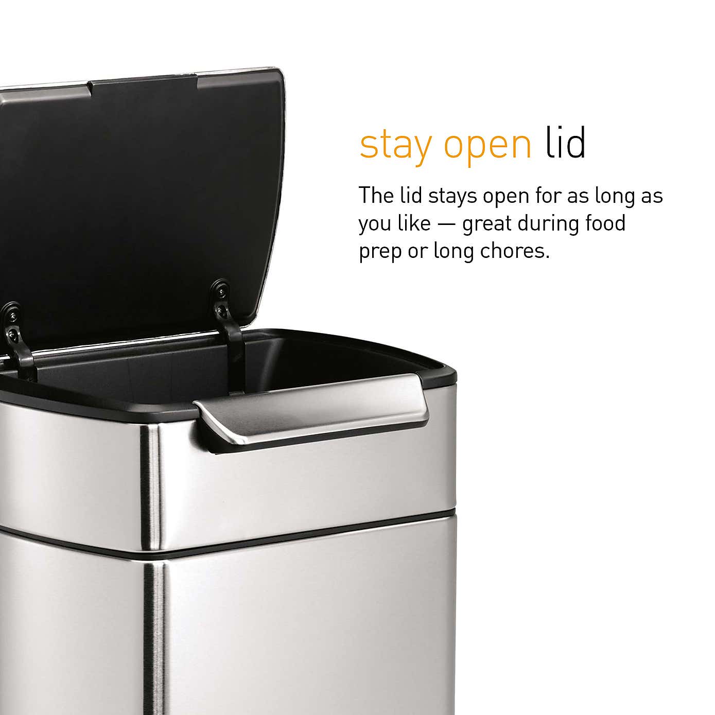 Simple Human 40 Litre Rectangular Touch Stainless Steel Bin