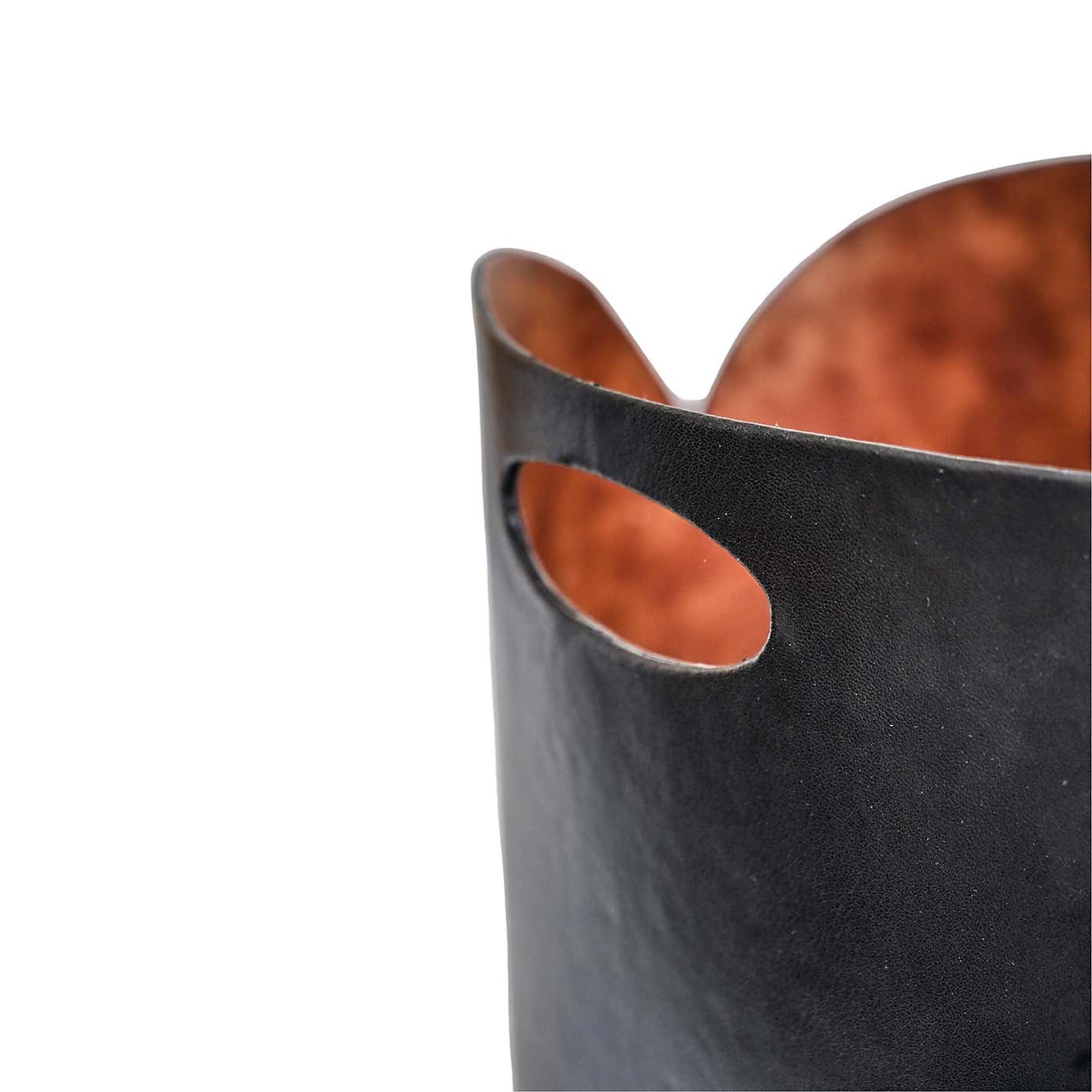 Black Faux Leather Log Bucket