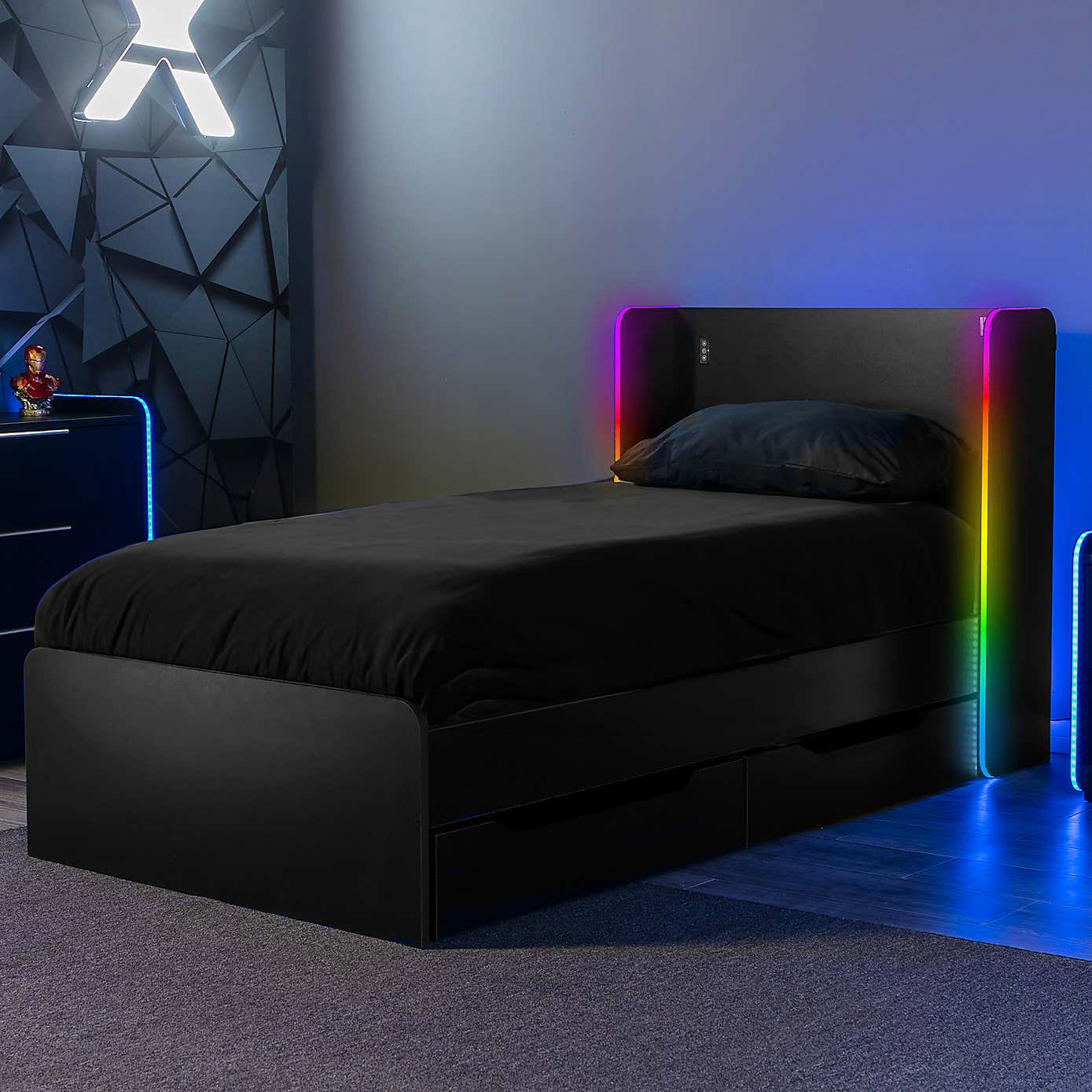 Electra Gaming Bed with Underbed Storage Drawers and LED Lights