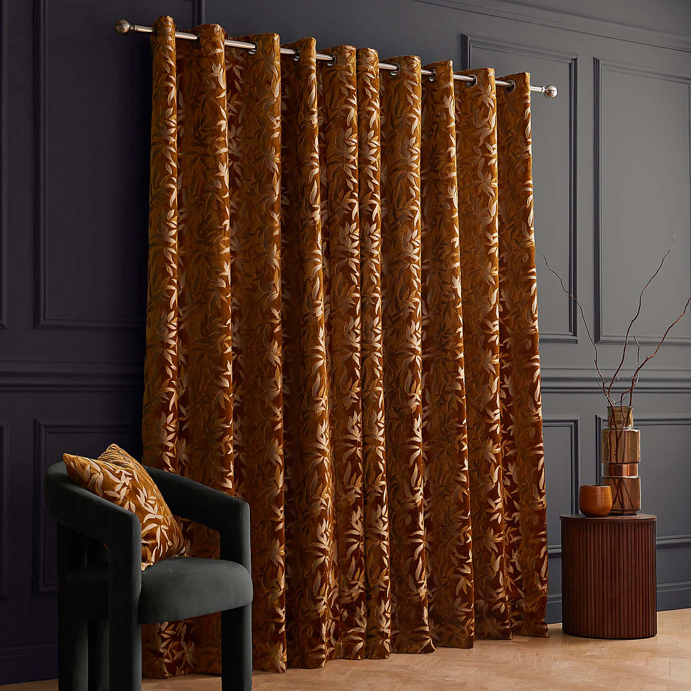Asami Cut Velvet Eyelet Curtains