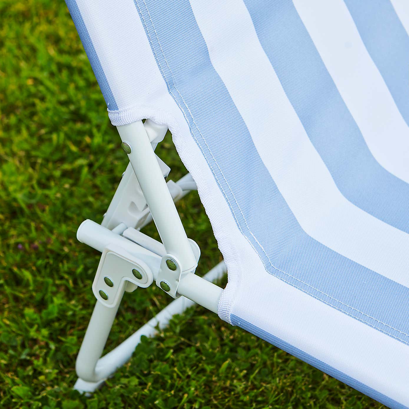 Blue and White Folding Lounger