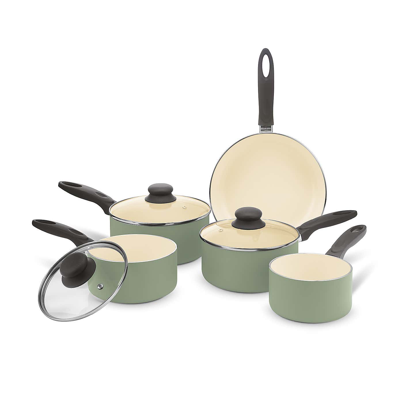 Brabantia Non-Stick Aluminium Sage 5 Piece Pan Set