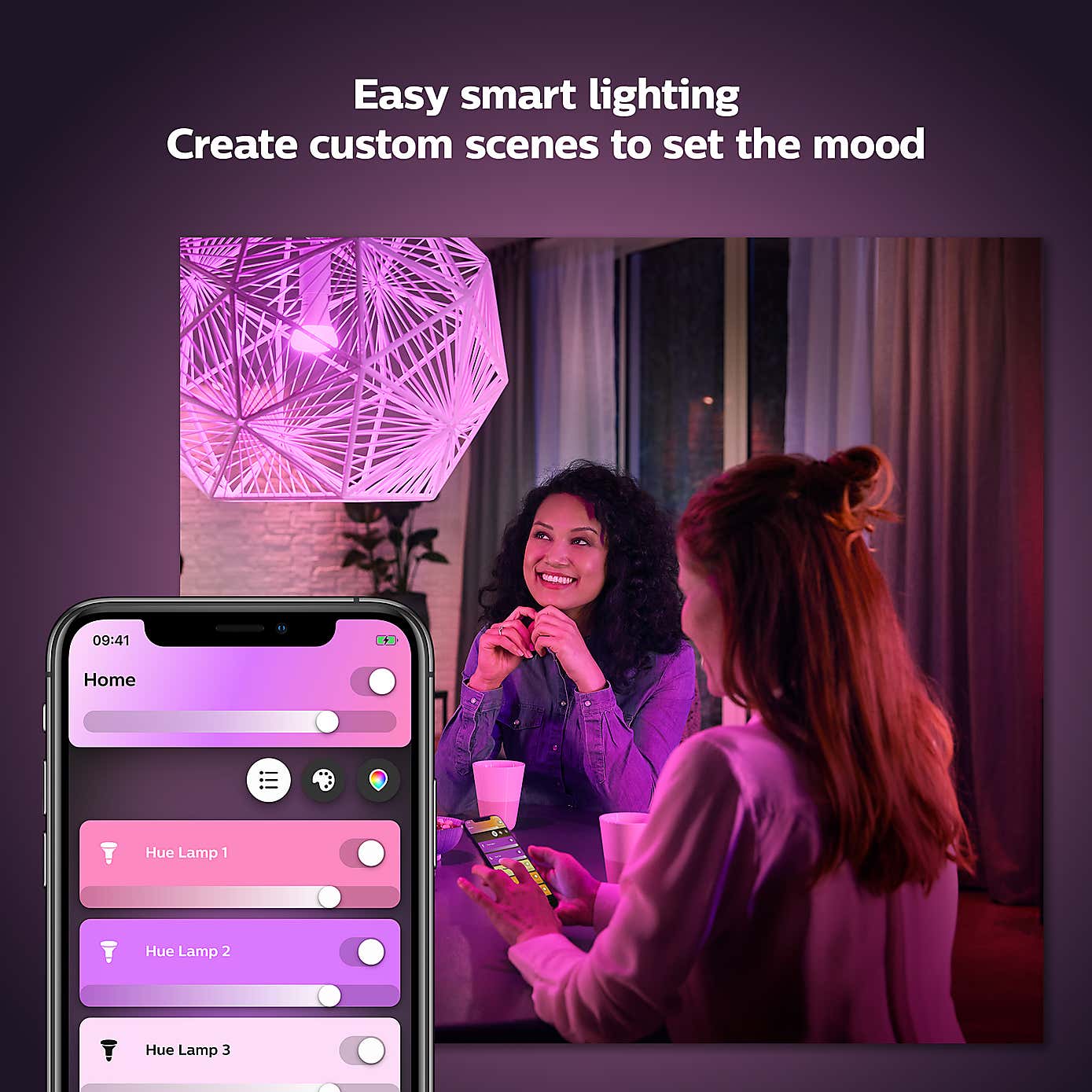 Philips HUE Smart 8 Watt BC LED Colour Changing GLS Bulb 2 Pack