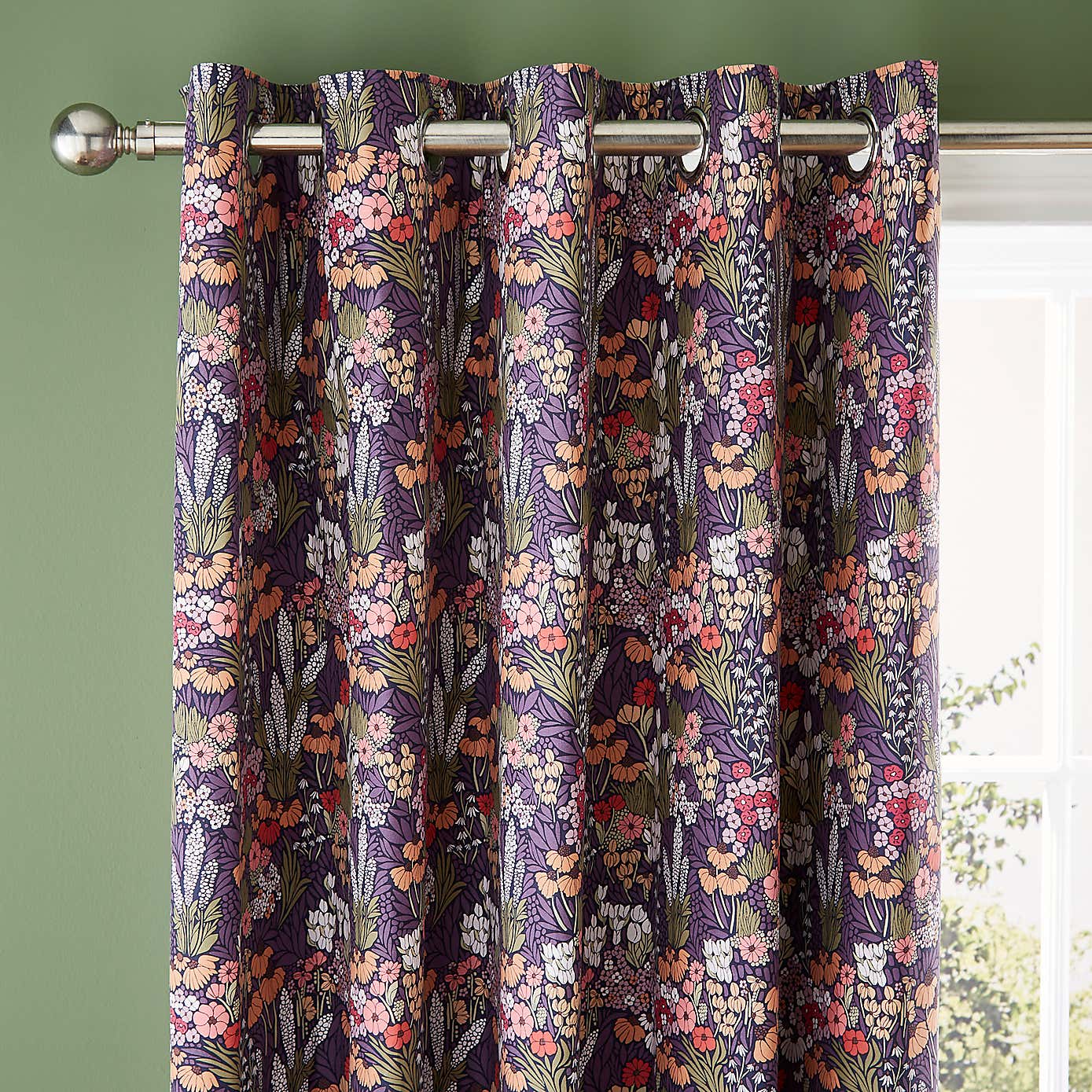 Harvest Floral Blackout Eyelet Curtains