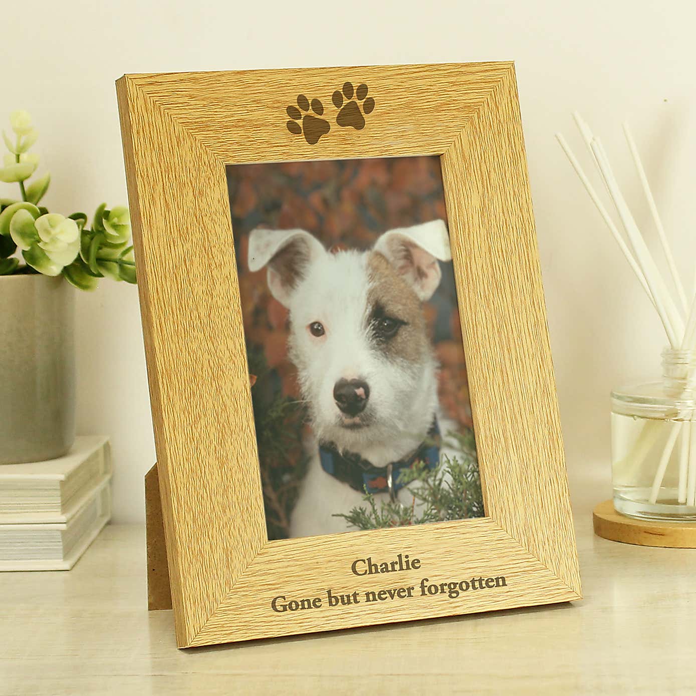 Personalised Paw Prints Light Wood Portrait Photo Frame